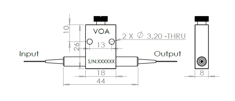 Polarization Maintaining Variable Optical Attenuator Dimensions