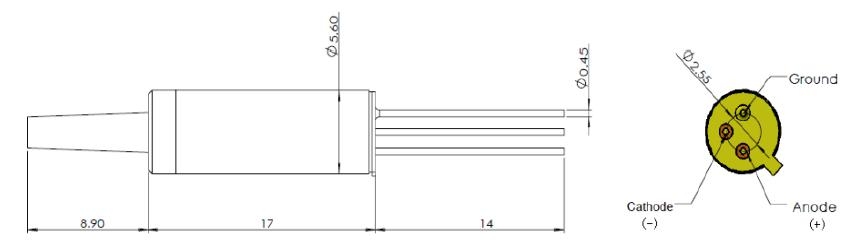 Single Channel MEMS Variable Optical Attenuator Dimensions