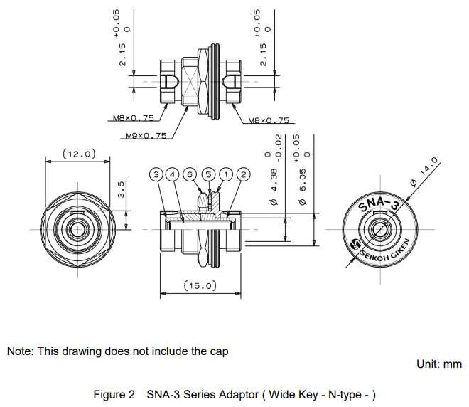 Seikoh Giken SNA-1 Wide Key Dimensions
