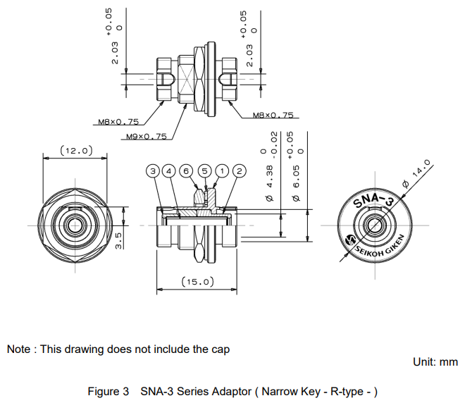 Seikoh Giken SNA-1 Narrow Key Dimensions