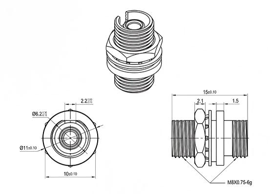 FC To FC Small D Metal Fiber Adapter Dimensions