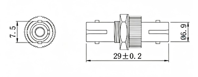 Simplex ST UPC To ST UPC Metal Fiber Adapter Dimensions