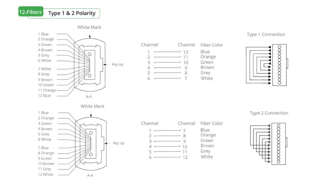 12 Fibers MTP MPO Fiber Loopback Module Polarity