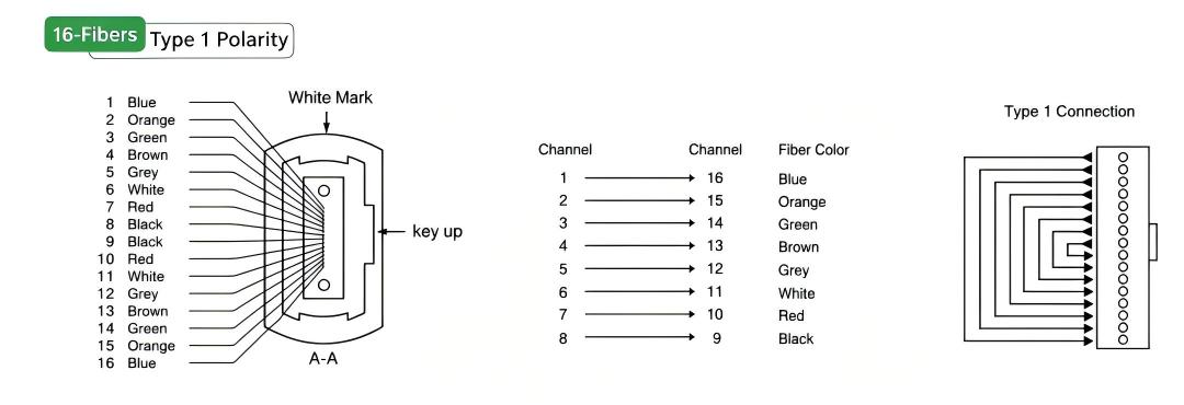16 Fibers MTP MPO Fiber Loopback Module Polarity