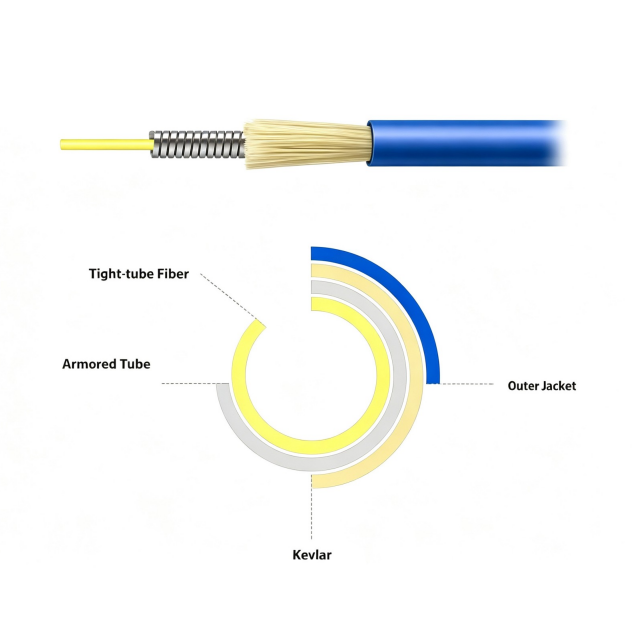 Custom OS2 Single Mode Simplex Armored Fiber Patch Cable - image 2