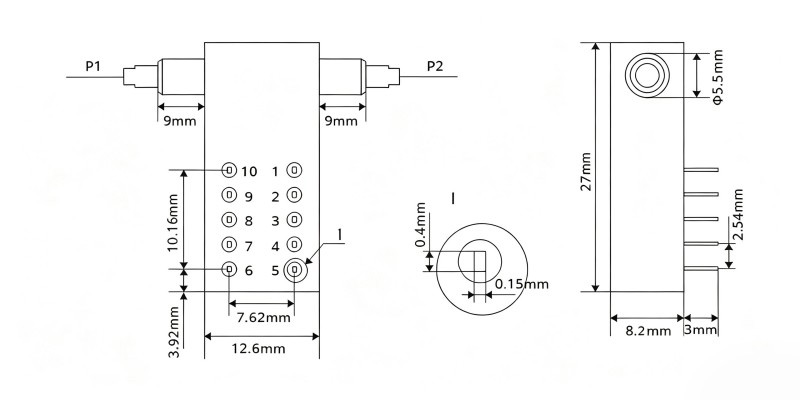 1x1 Mini Mechanical Optical Switch Dimensions
