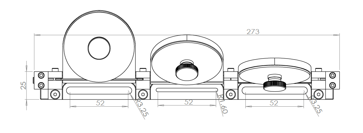 56mm 3 Paddle Fiber Polarization Controller Dimensions