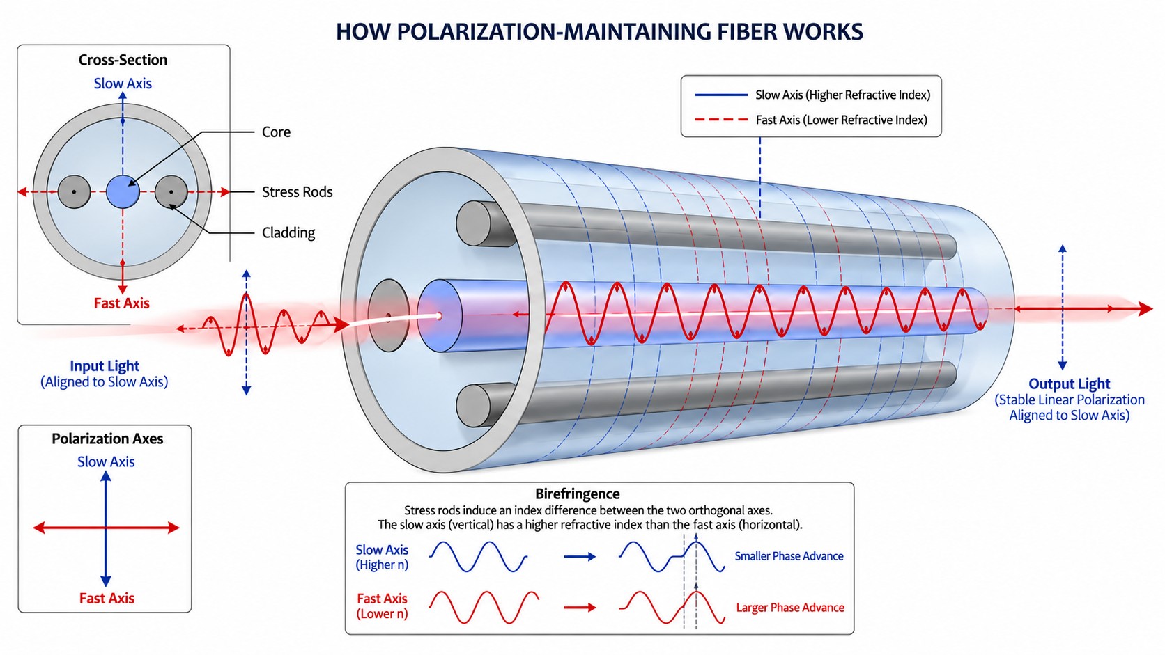 What Is Polarization Maintaining Fiber? Working Principle, Types, and Selection - How Does Polarization Maintaining Fiber Work